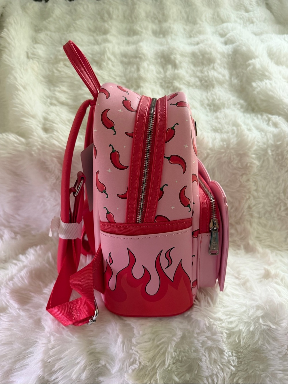 Loungefly Pink Chili Pepper 'Spicy Book Club' Kids Mini Backpack - Picture 4 of 5